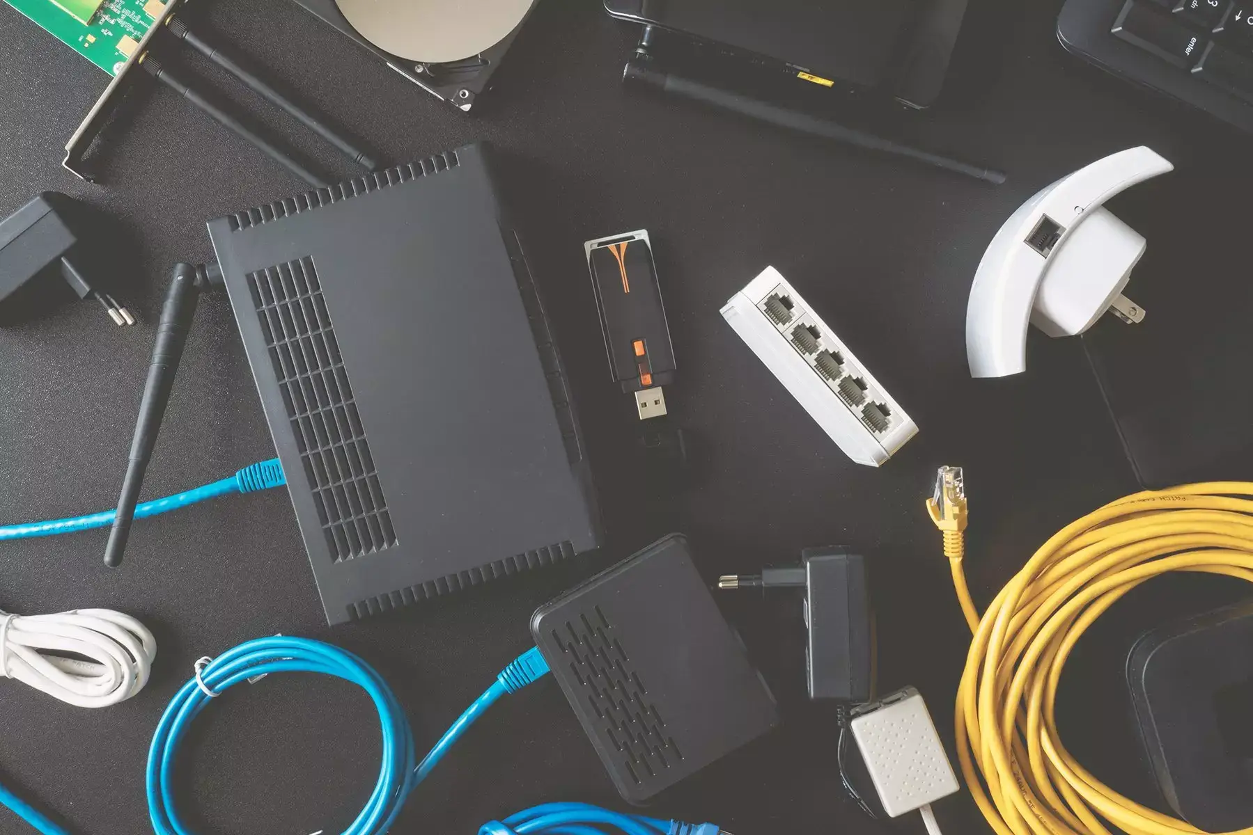 Networking Equipment on a table