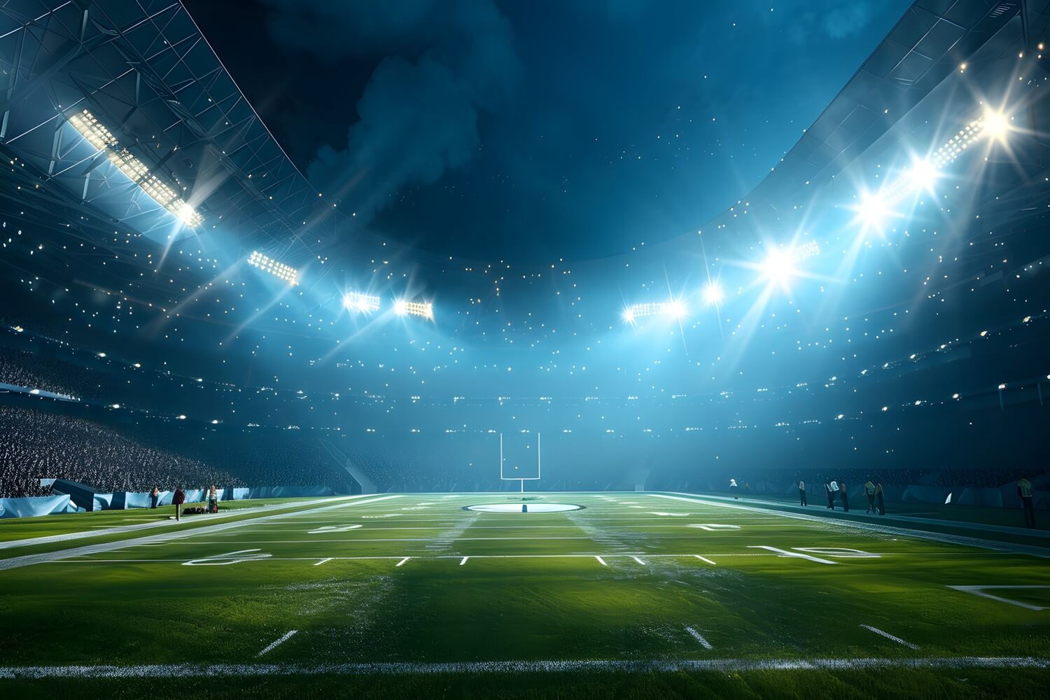 A stadium under lights